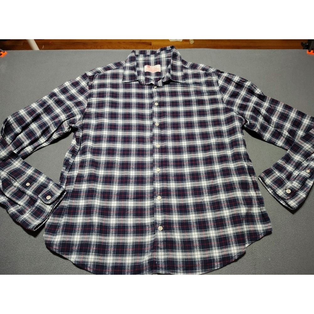Flannel Shirt Men XXL Navy Plaid Outdoor Farmer Hiking Camping Comfort Outdoor